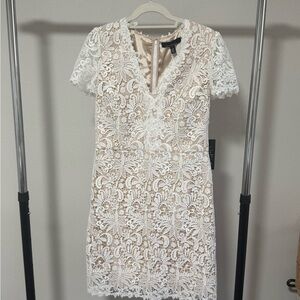 NWT White House Black Market Ecru Lace A-Line Dress - Size 10